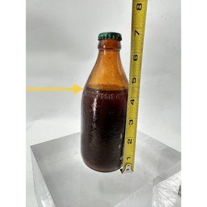 Antique early 1900 Brown Glass Sealed Bottle 7” (B-4)